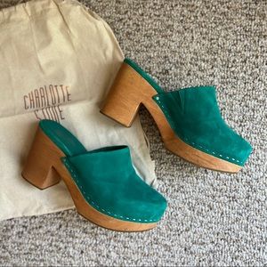 Charlotte Stone Marlow Clogs Green Size 9 like New